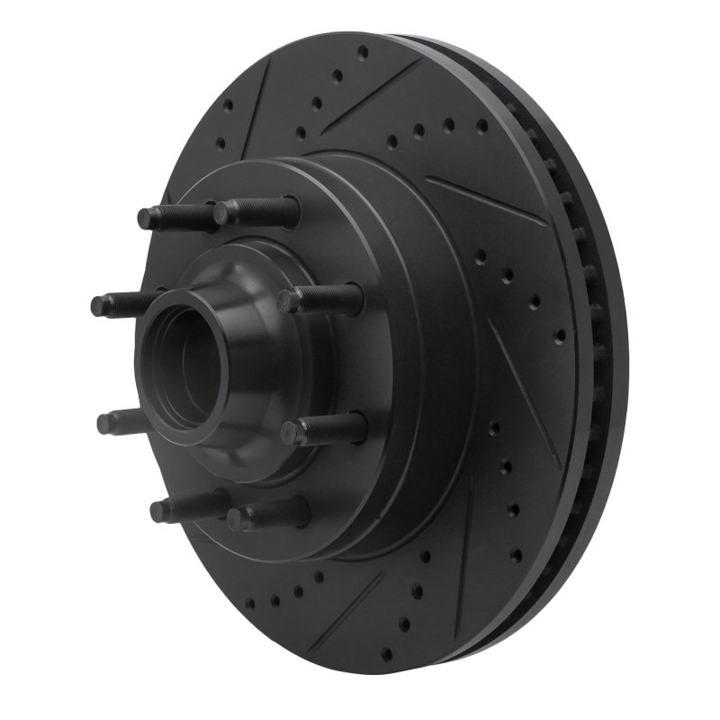 Ford E-350 Super Duty Brake Rotor (1) - Front Left - R1 Concepts - Drilled & Slotted - Black - `08-`25